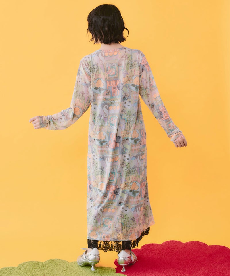 4柄展開 ロングスリーブソフトチュールワンピース-4