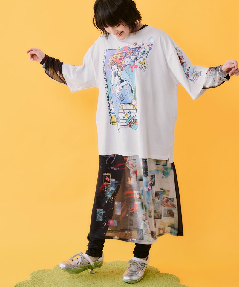 4柄展開 ロングスリーブソフトチュールワンピース-8