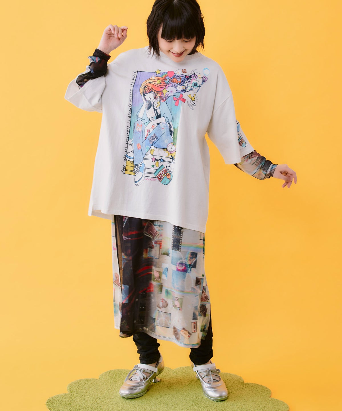 4柄展開 ロングスリーブソフトチュールワンピース-9