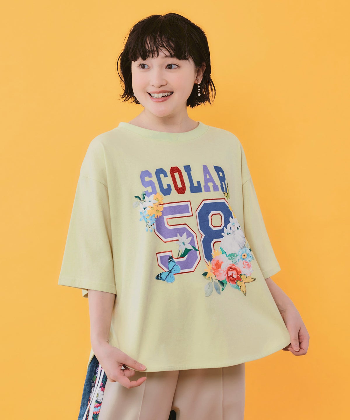 花ネコ×スカラーナンバー柄 接触冷感Tシャツ-2