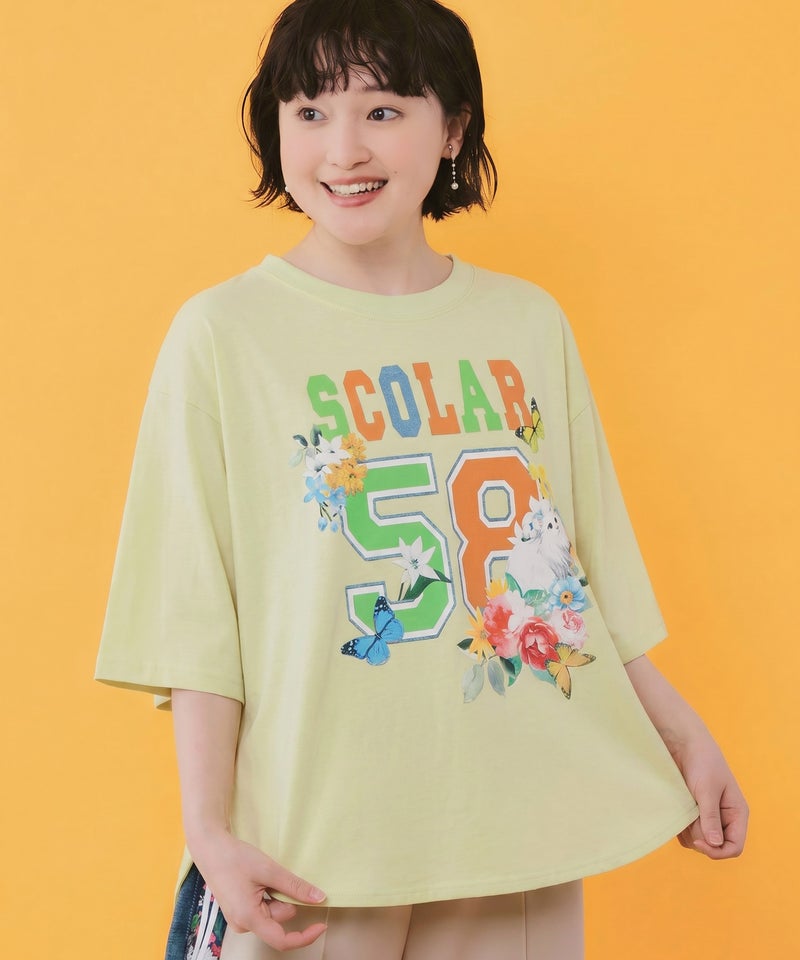 花ネコ×スカラーナンバー柄 接触冷感Tシャツ-2
