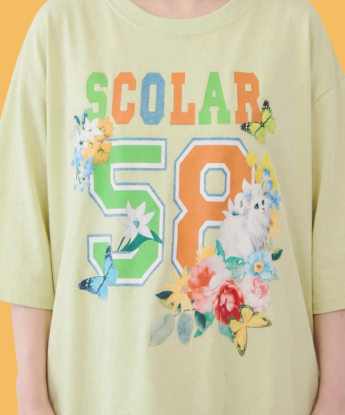花ネコ×スカラーナンバー柄 接触冷感Tシャツ-3