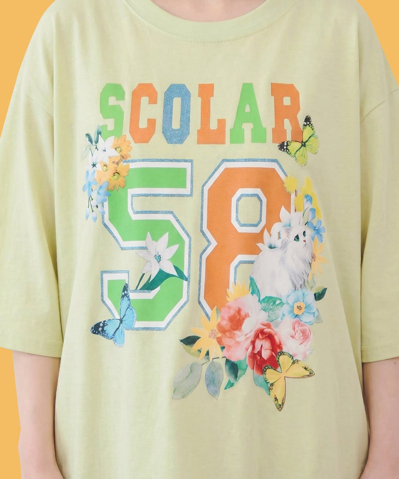 花ネコ×スカラーナンバー柄 接触冷感Tシャツ-3