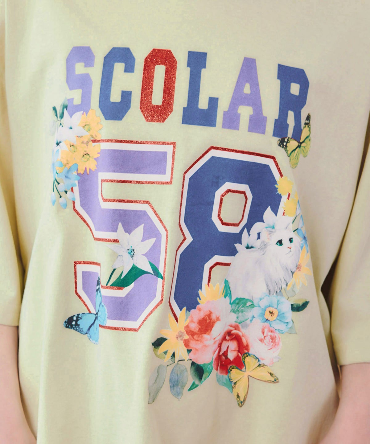 花ネコ×スカラーナンバー柄 接触冷感Tシャツ-5