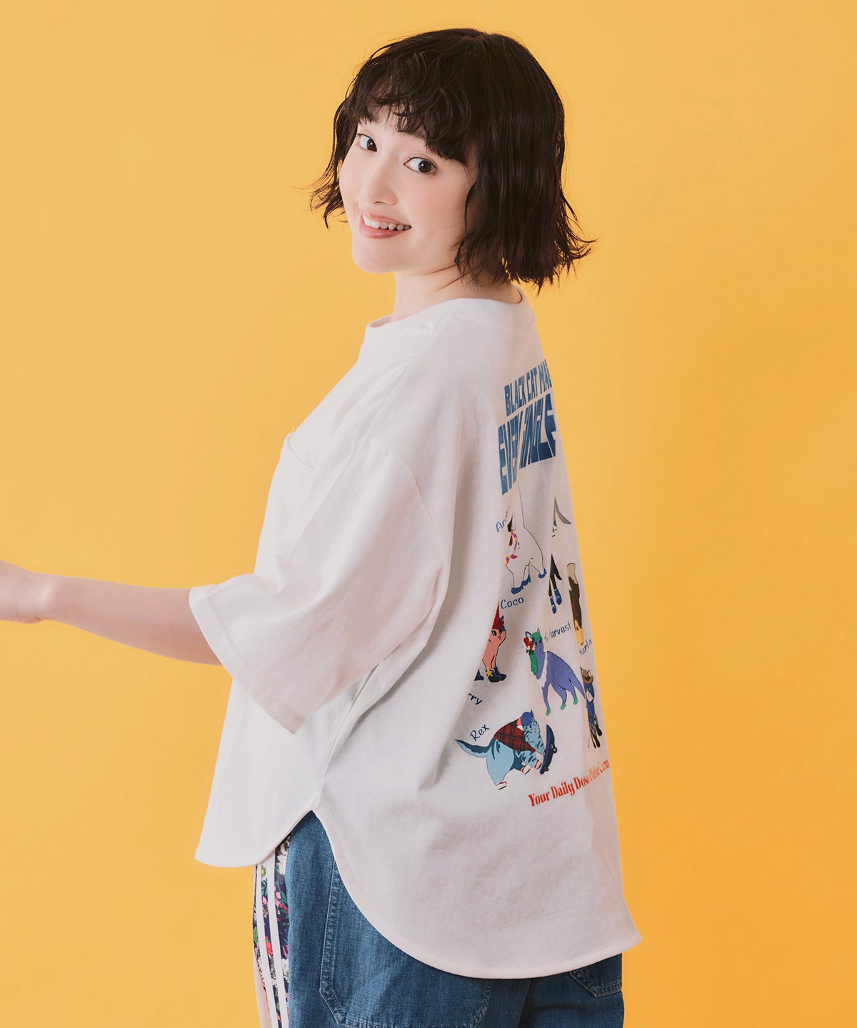 ブラックキャットマジック柄 接触冷感Tシャツ-4