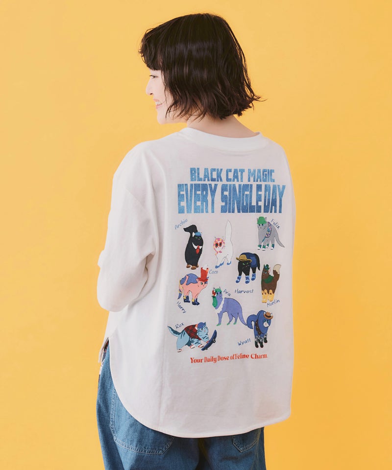 ブラックキャットマジック柄 接触冷感Tシャツ-5