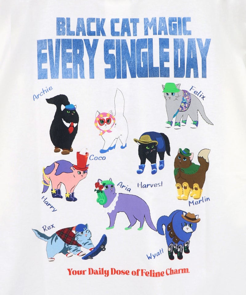 ブラックキャットマジック柄 接触冷感Tシャツ-10