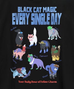 ブラックキャットマジック柄 接触冷感Tシャツ-13