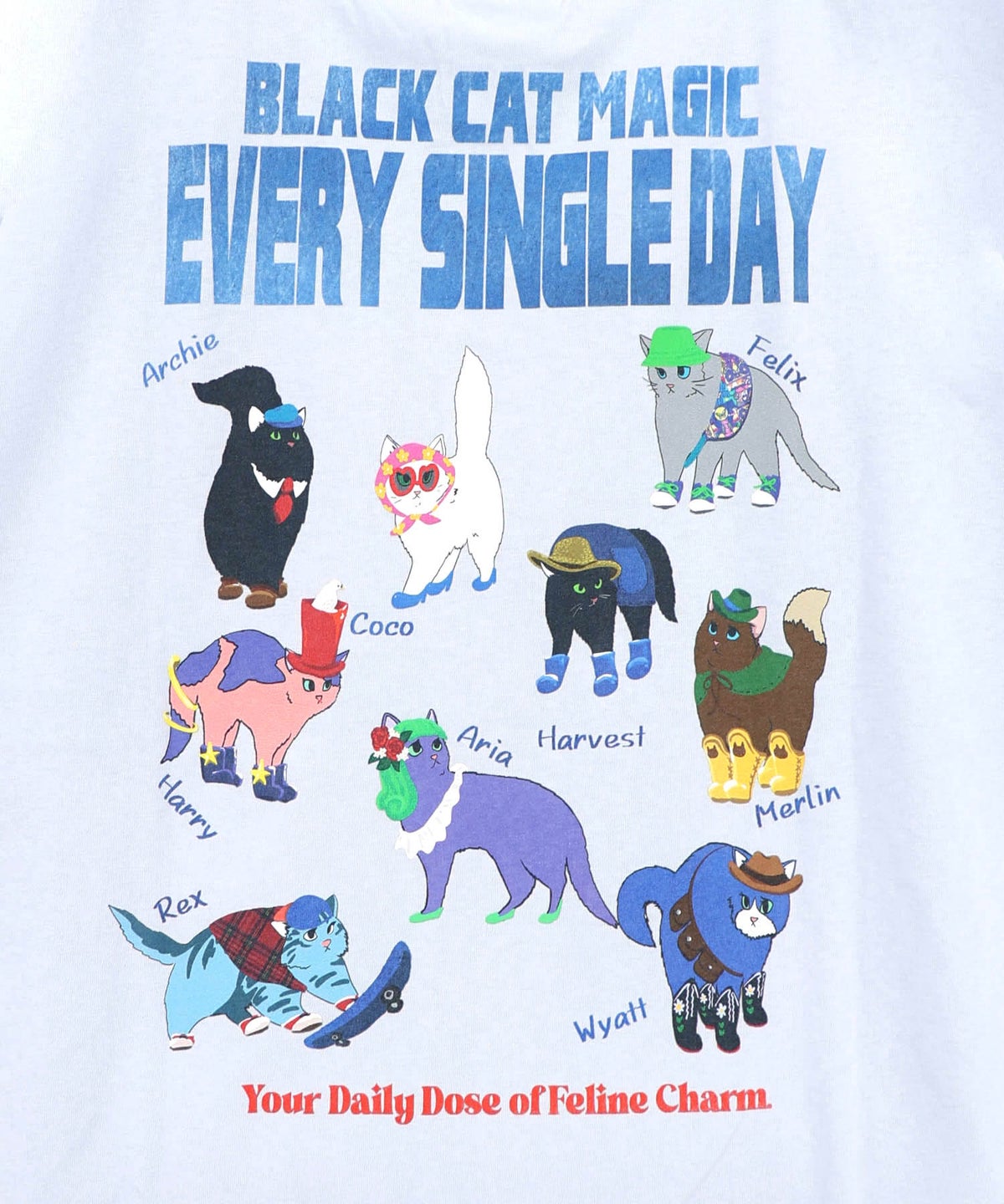 ブラックキャットマジック柄 接触冷感Tシャツ-16