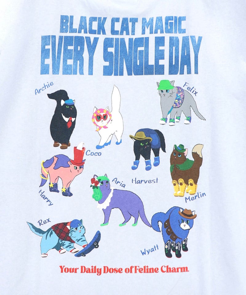 ブラックキャットマジック柄 接触冷感Tシャツ-16