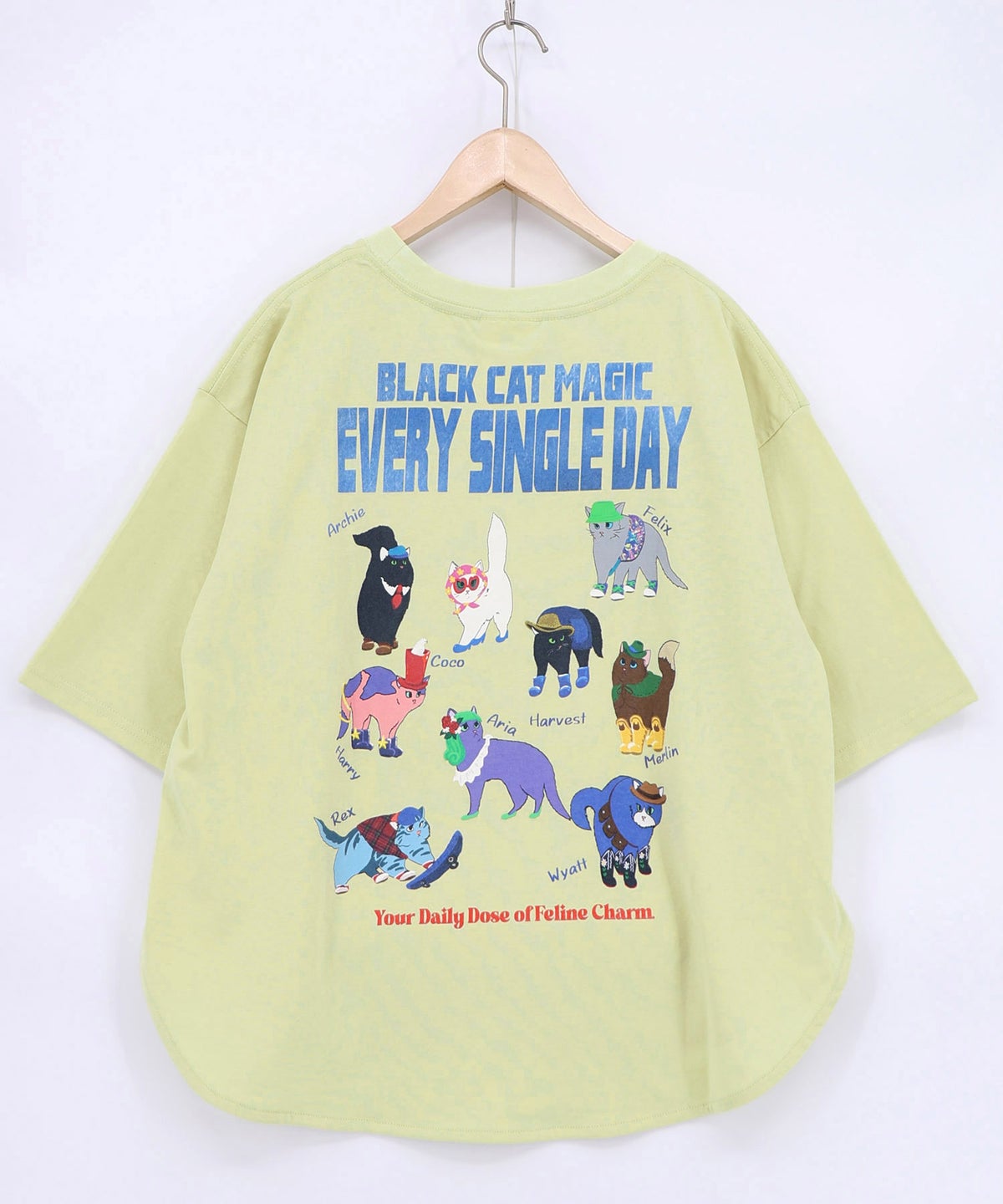 ブラックキャットマジック柄 接触冷感Tシャツ-18