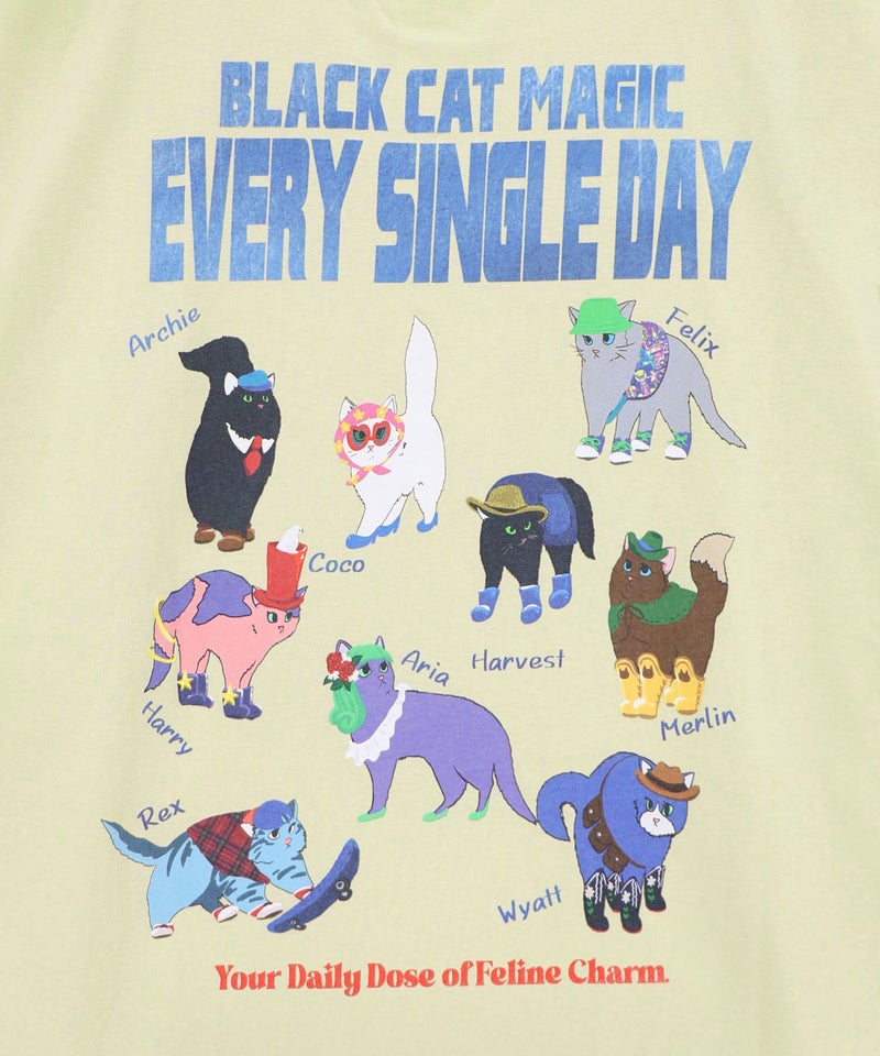 ブラックキャットマジック柄 接触冷感Tシャツ-19
