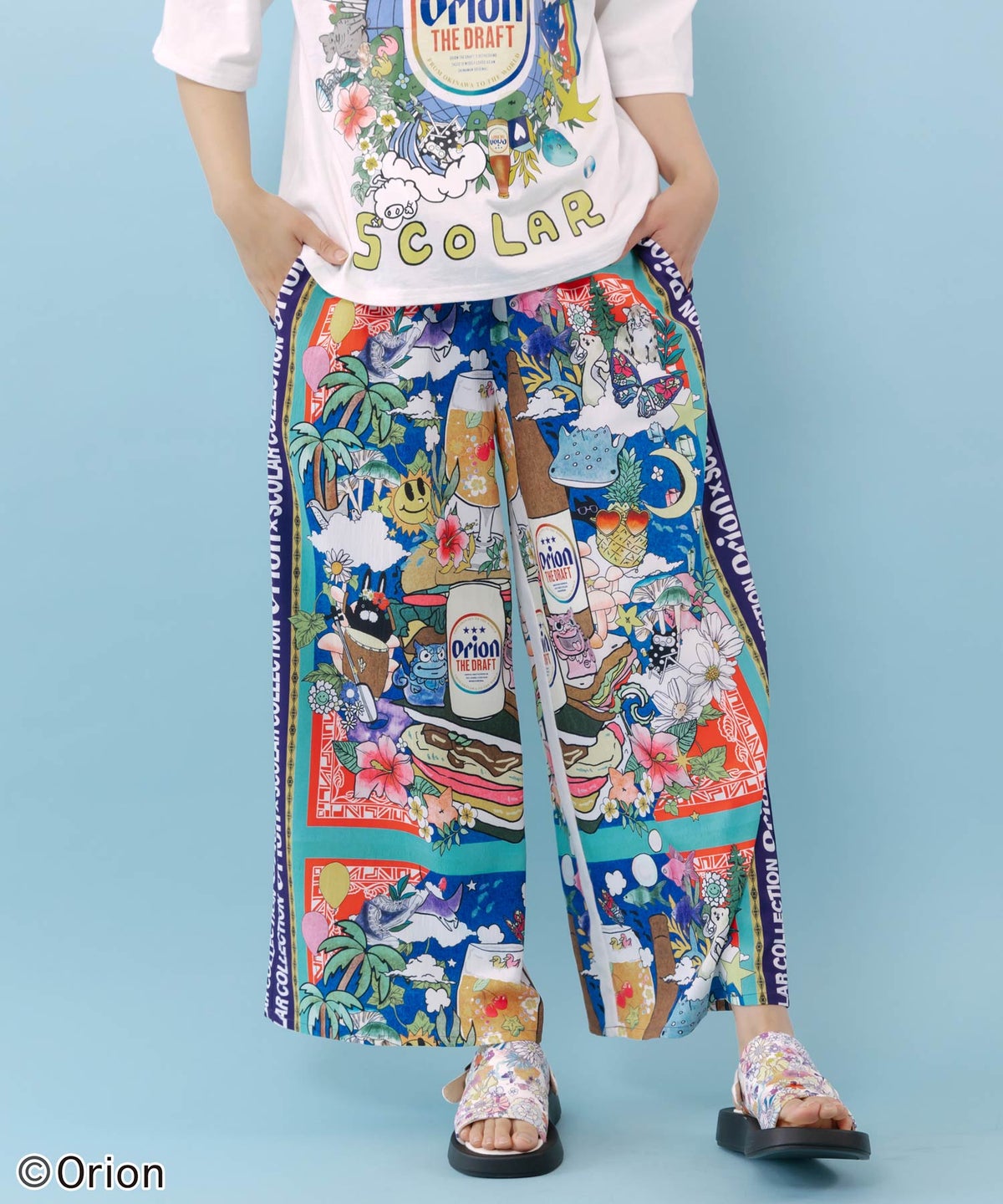 orion×ScoLar スカーフ柄パンツ-1