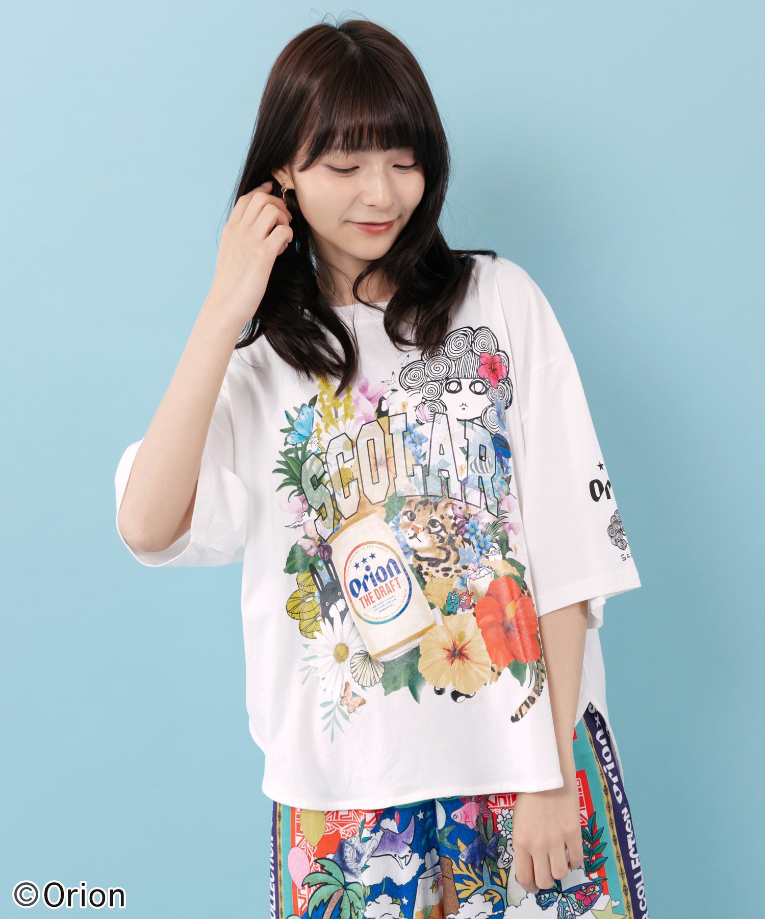 6月中旬頃発送予定】462007：orion×ScoLar ボタニカルパラダイス柄T