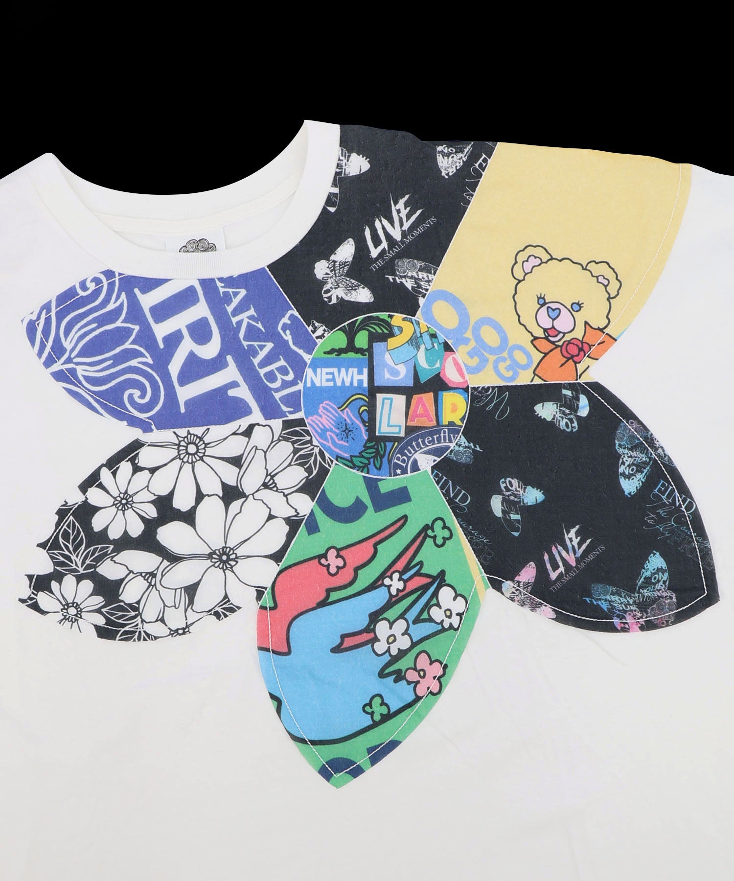 162673：総柄大花コラージュ アシメプルオーバーの通販-ScoLar