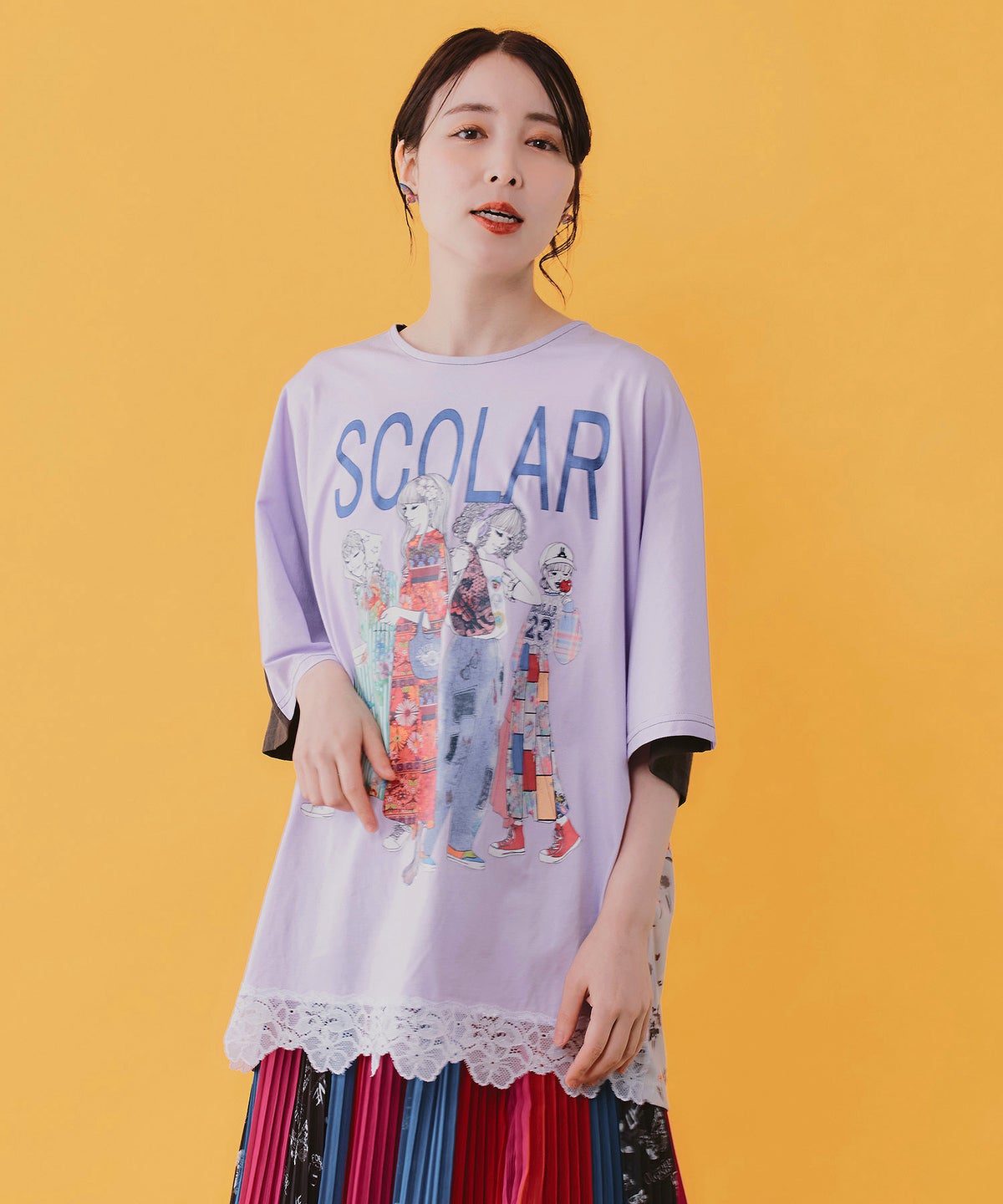 スカラガールズ レース付きTシャツ-1