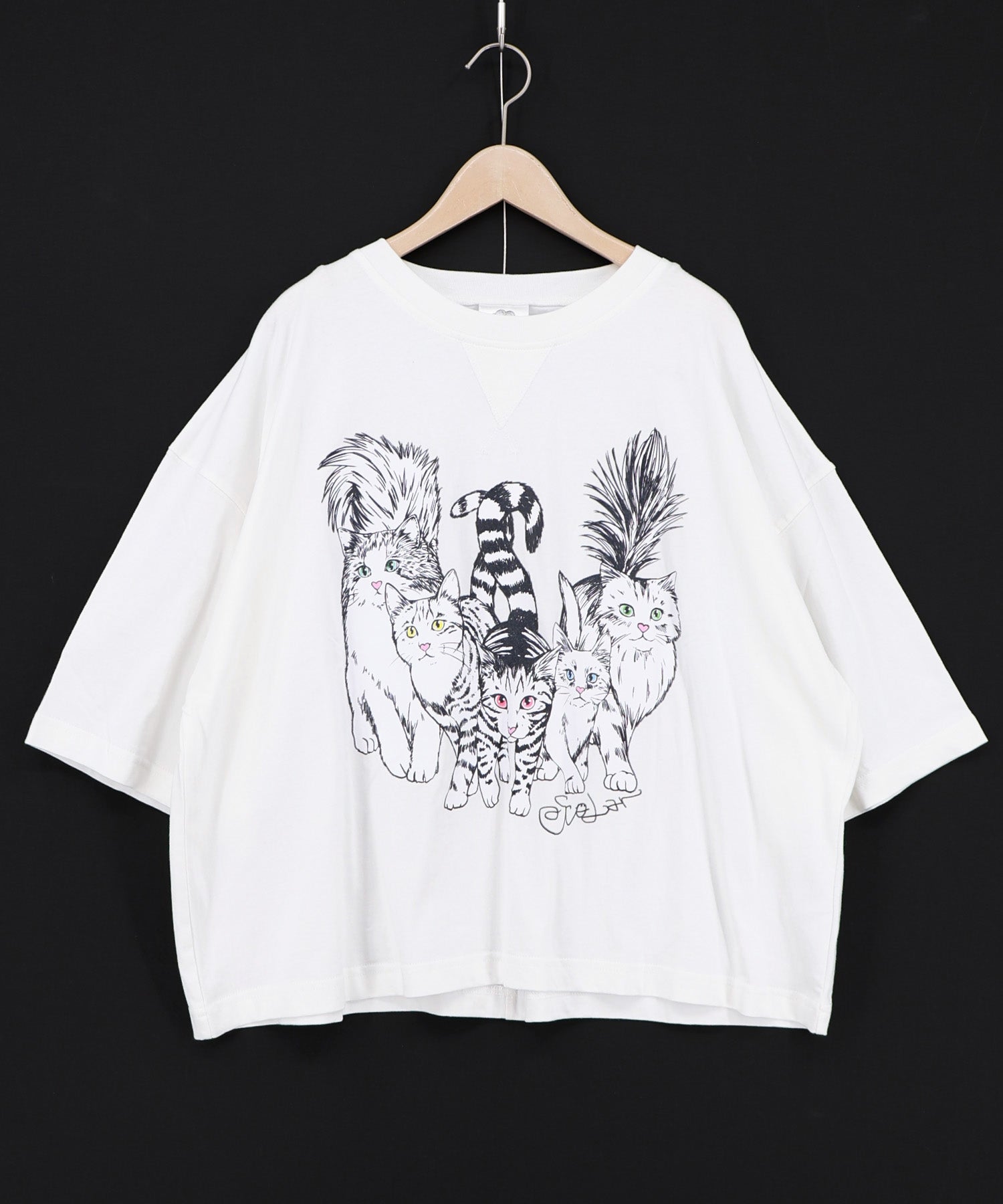 162667：にらめっこネコちゃん ワイドTシャツの通販-ScoLar