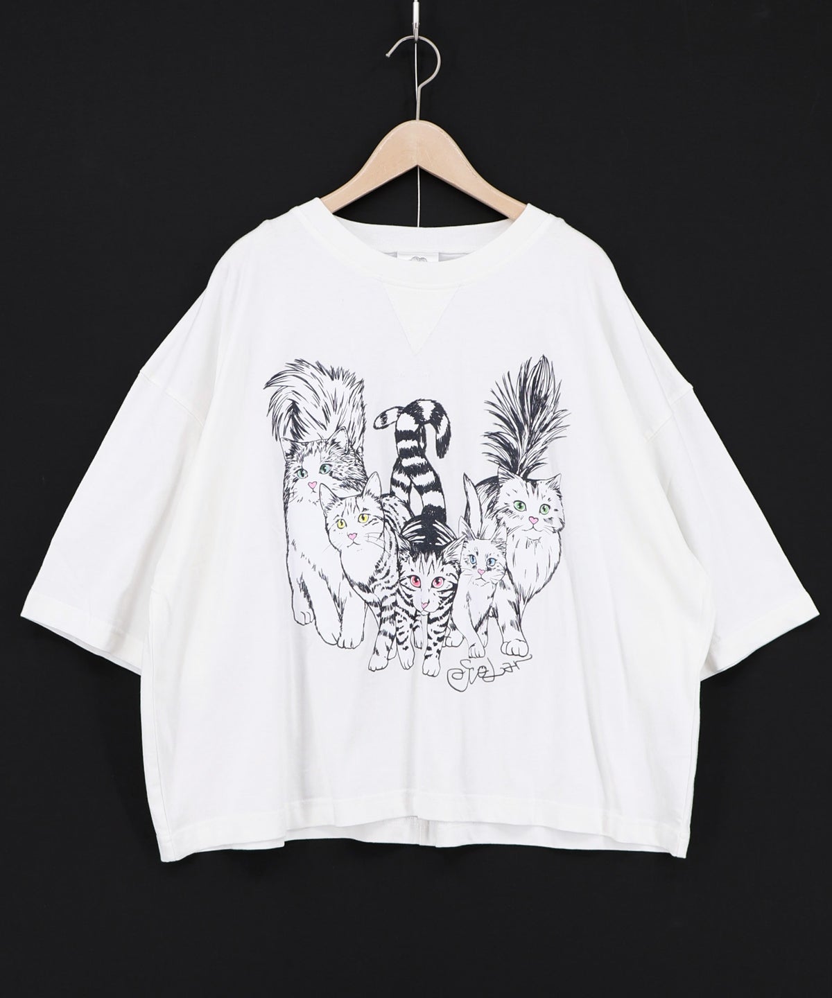 にらめっこネコちゃん ワイドTシャツ-9