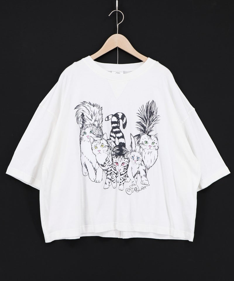にらめっこネコちゃん ワイドTシャツ-9