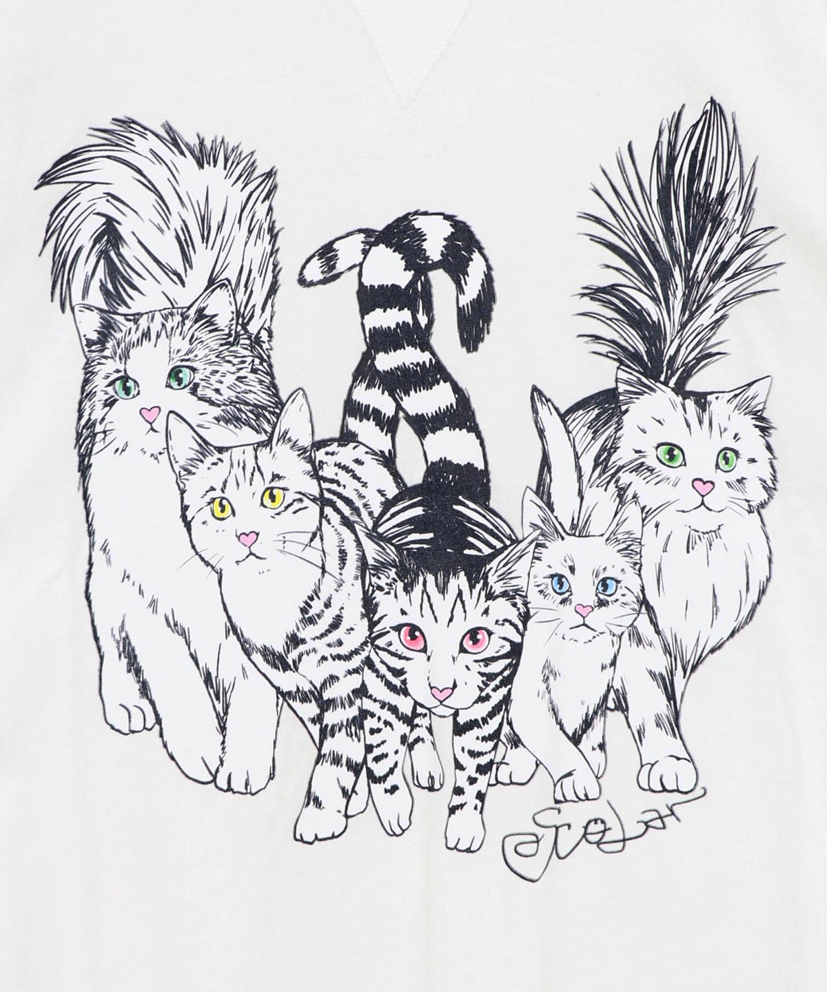 にらめっこネコちゃん ワイドTシャツ-10