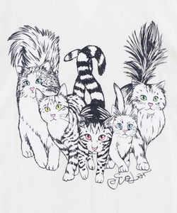 にらめっこネコちゃん ワイドTシャツ-10