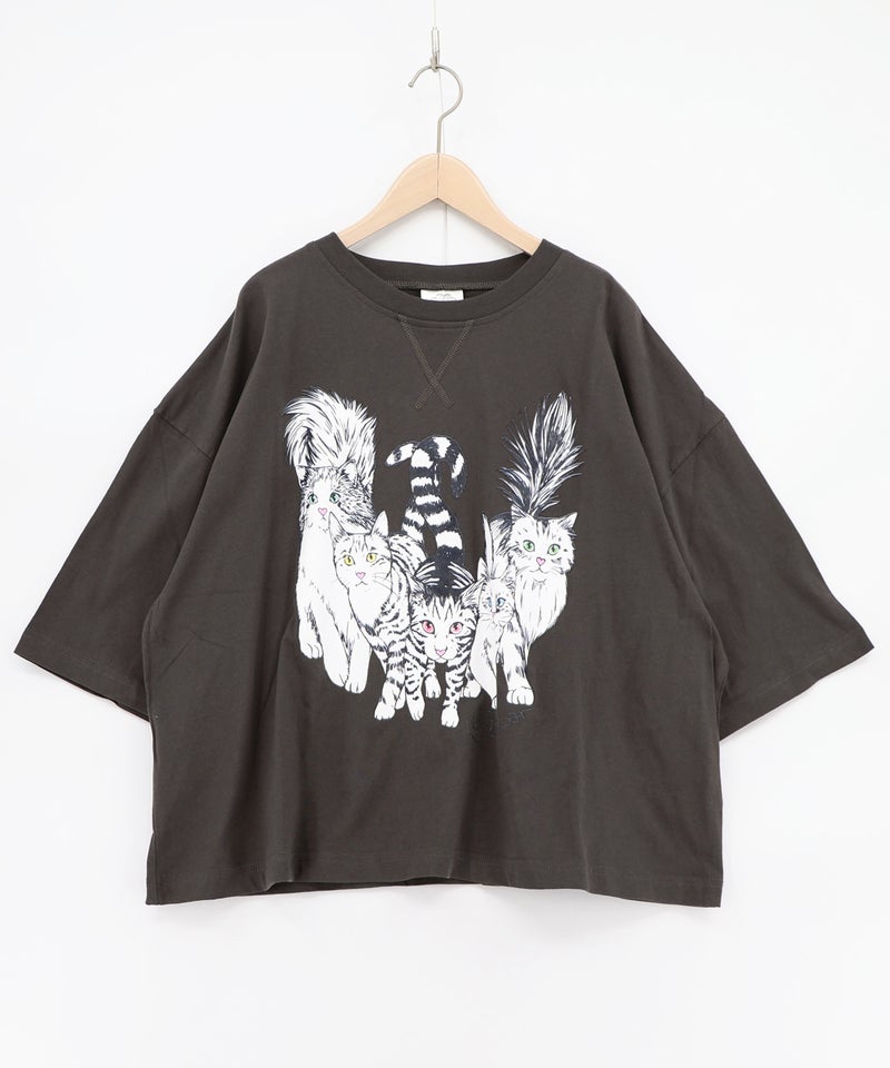 にらめっこネコちゃん ワイドTシャツ-11