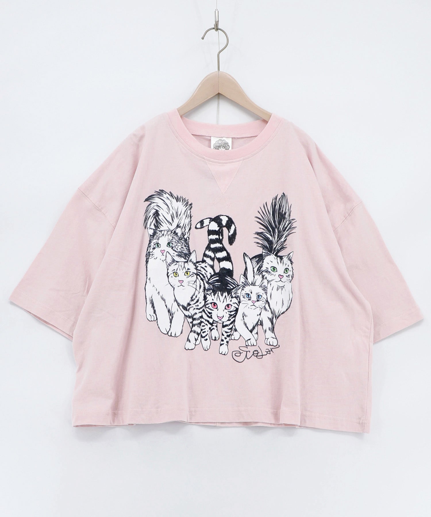 162667：にらめっこネコちゃん ワイドTシャツの通販-ScoLar