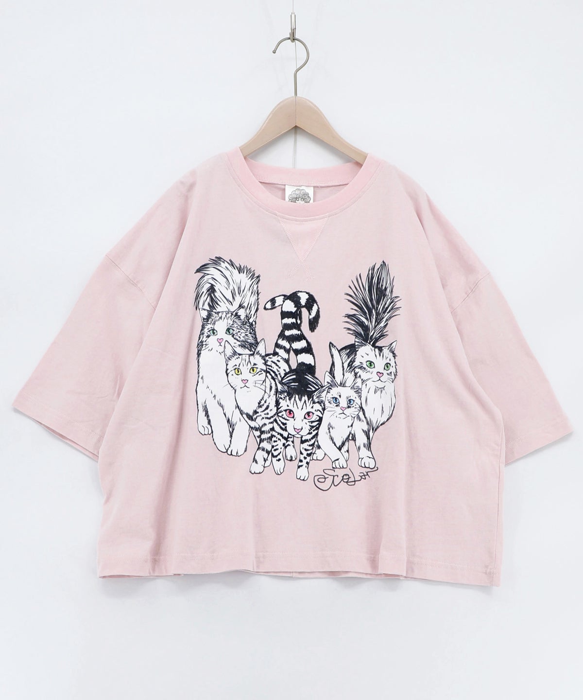 にらめっこネコちゃん ワイドTシャツ-13