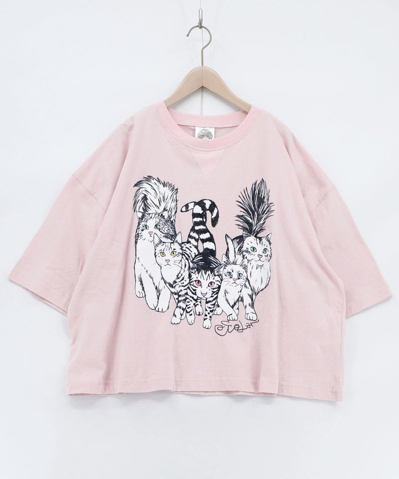 にらめっこネコちゃん ワイドTシャツ-13