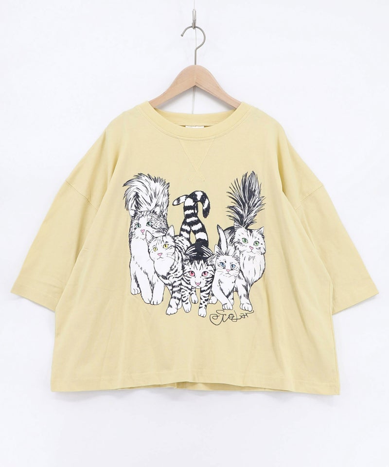 にらめっこネコちゃん ワイドTシャツ-15