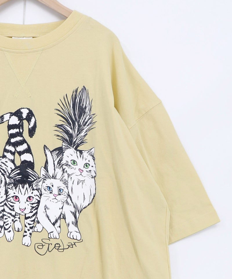 にらめっこネコちゃん ワイドTシャツ-18