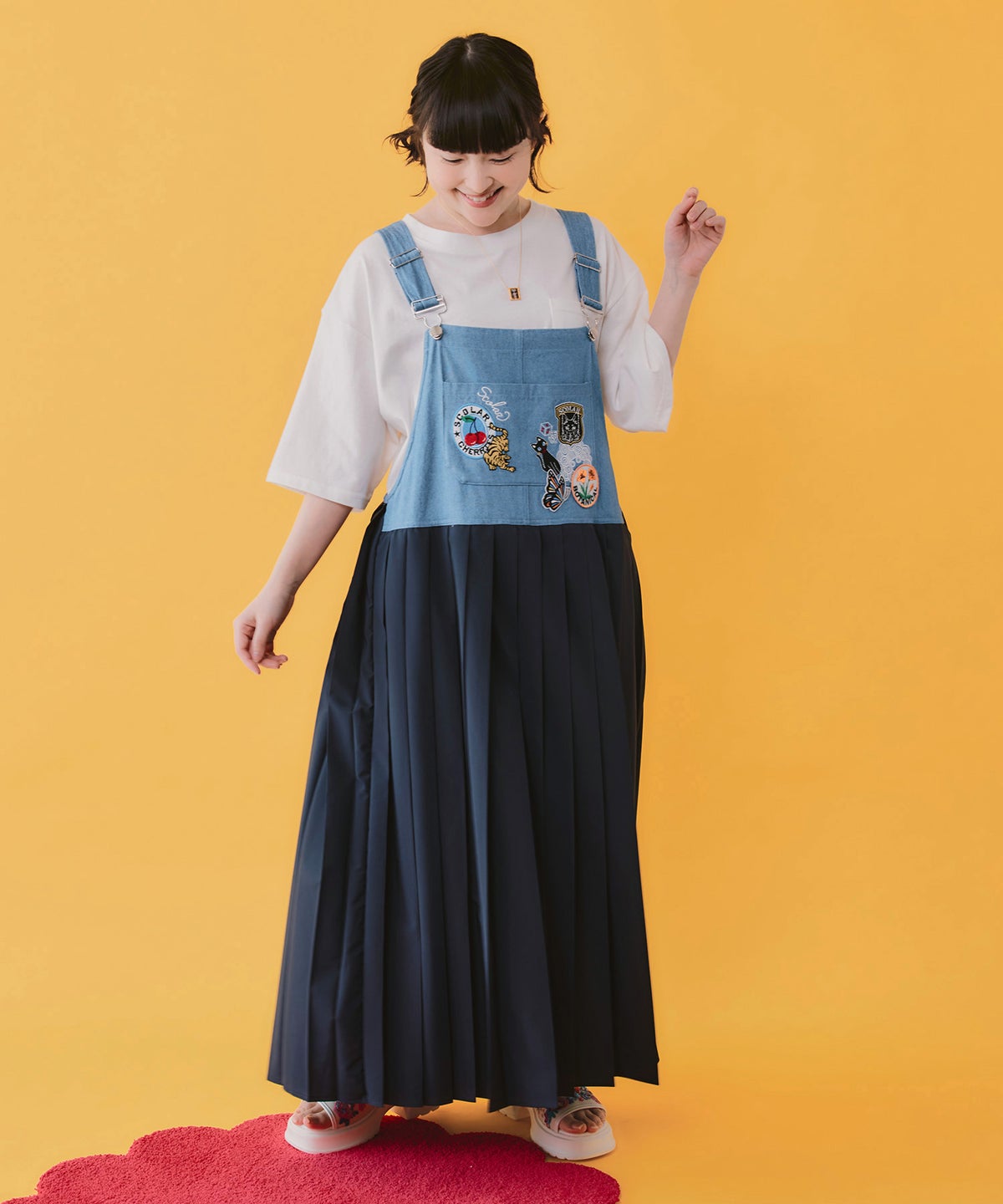 アメリカン風刺繍 デニム×プリーツジャンスカ-2