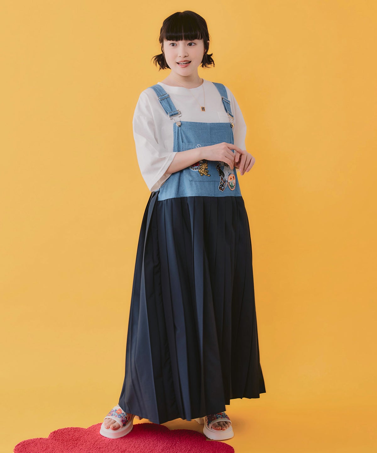 アメリカン風刺繍 デニム×プリーツジャンスカ-3