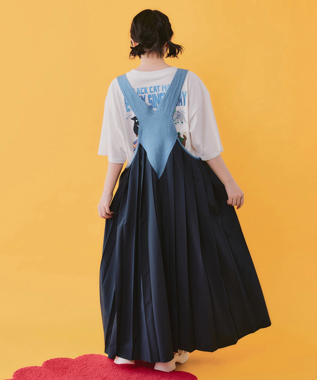 アメリカン風刺繍 デニム×プリーツジャンスカ-4