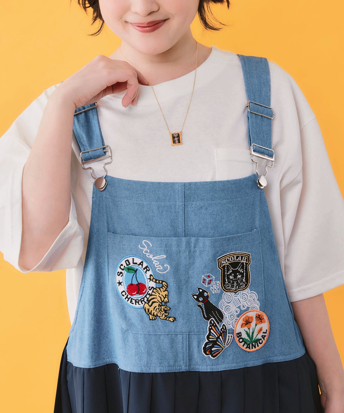 アメリカン風刺繍 デニム×プリーツジャンスカ-5