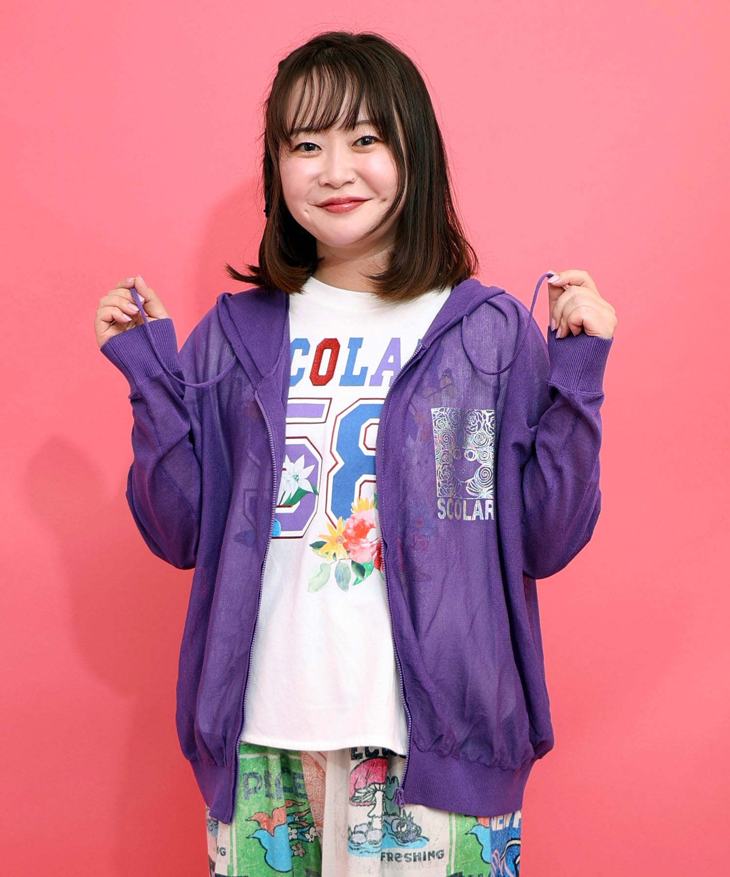 期間限定セール♪　オレンジワンダーマーケット　パーカー 162651：スカラーちゃん箔プリント 接触冷感シアーパーカーの通販-ScoLar