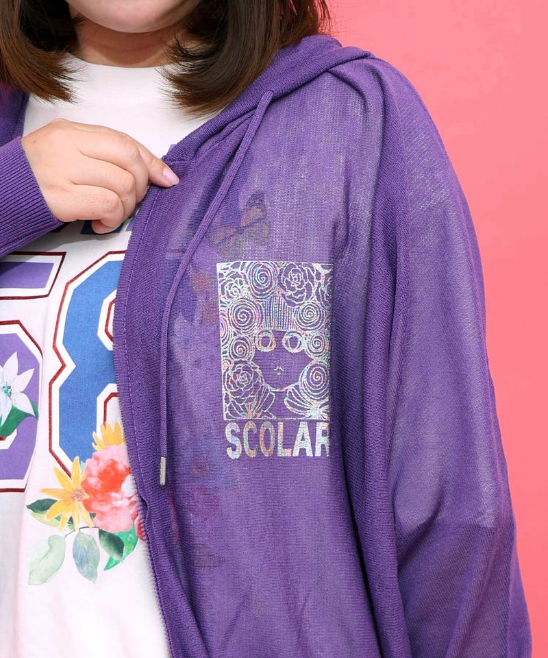 スカラーちゃん箔プリント 接触冷感シアーパーカー-5