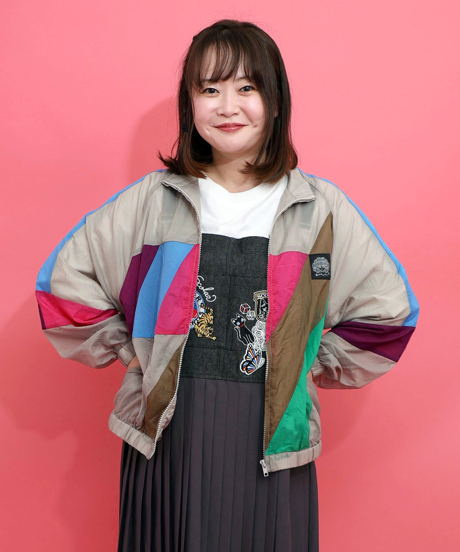 162647：軽量薄地ナイロンワッシャー配色ブルゾンの通販-ScoLar
