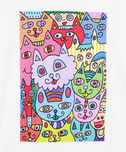 色いろなネコいっぱい柄Tシャツ-3