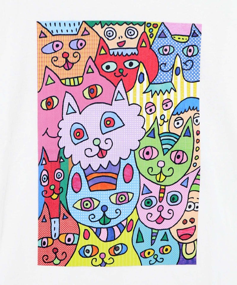 色いろなネコいっぱい柄Tシャツ-3
