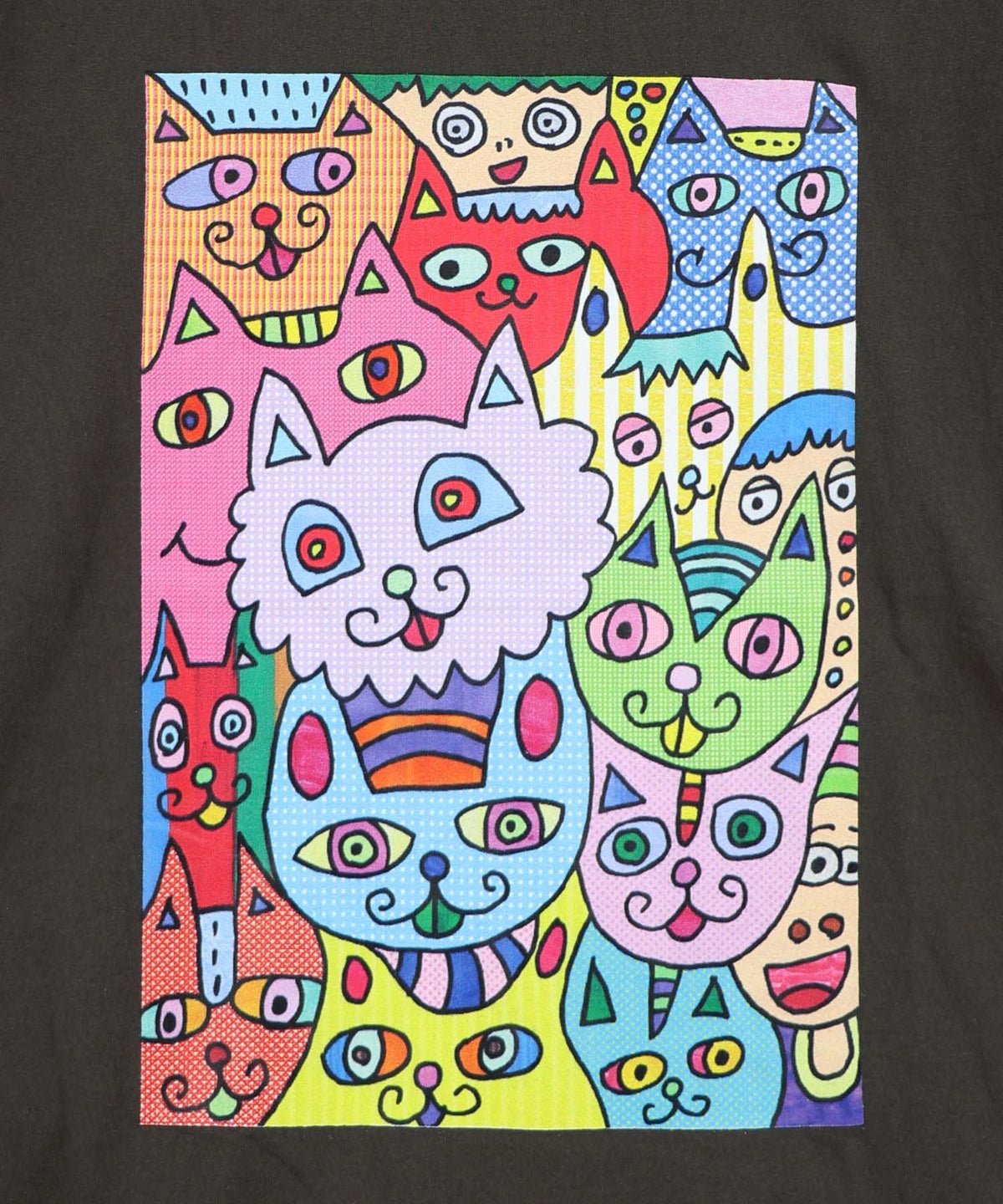 色いろなネコいっぱい柄Tシャツ-5