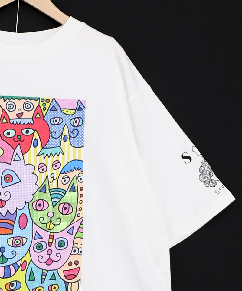 色いろなネコいっぱい柄Tシャツ-7