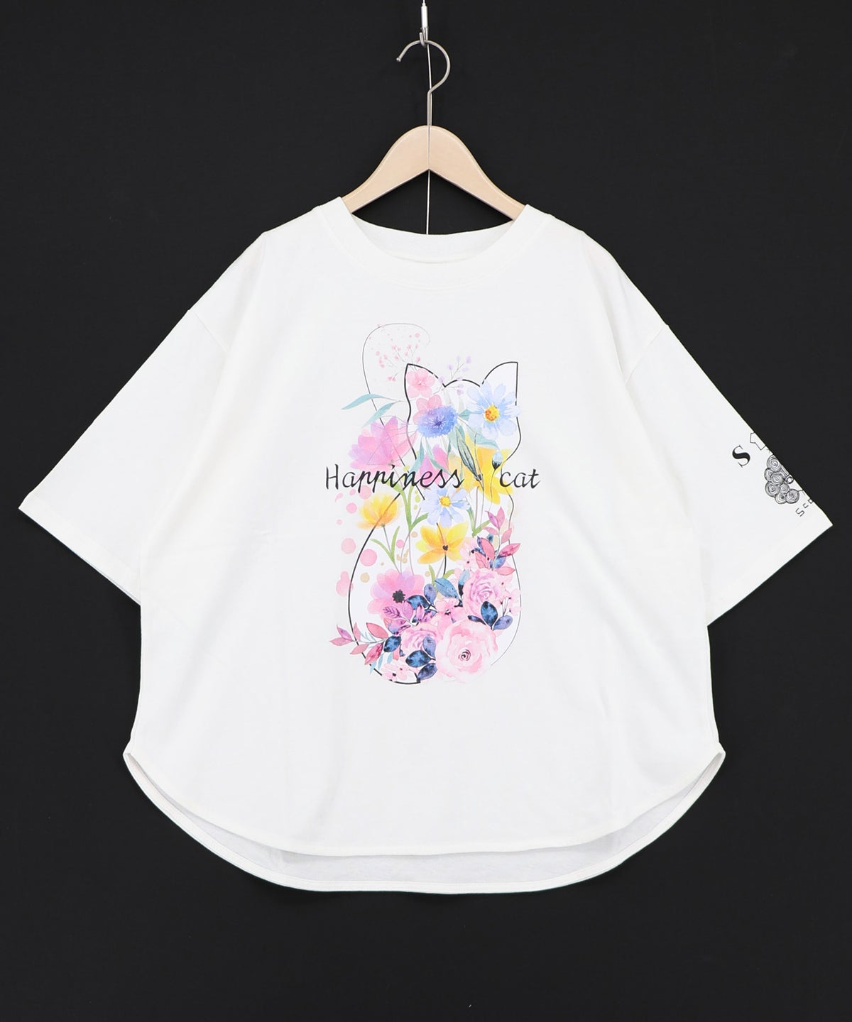 ハピネス・キャット柄Tシャツ-2