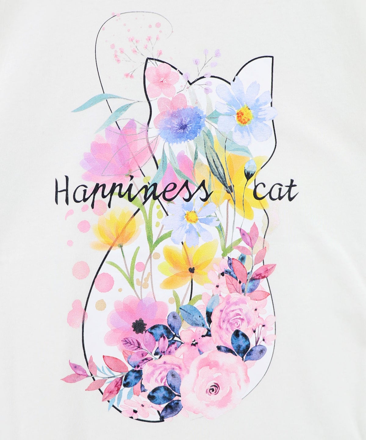 ハピネス・キャット柄Tシャツ-3