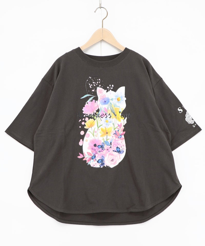 ハピネス・キャット柄Tシャツ-4