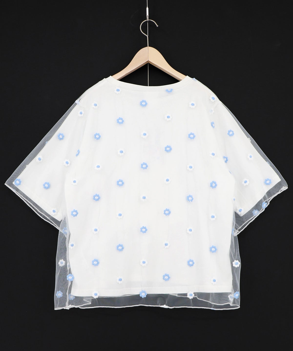 スカラーガールズ 花刺繍チュール重ねTシャツ-9