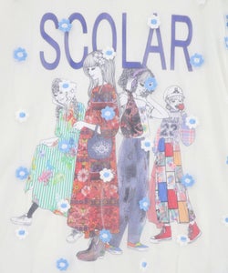 スカラーガールズ 花刺繍チュール重ねTシャツ-10
