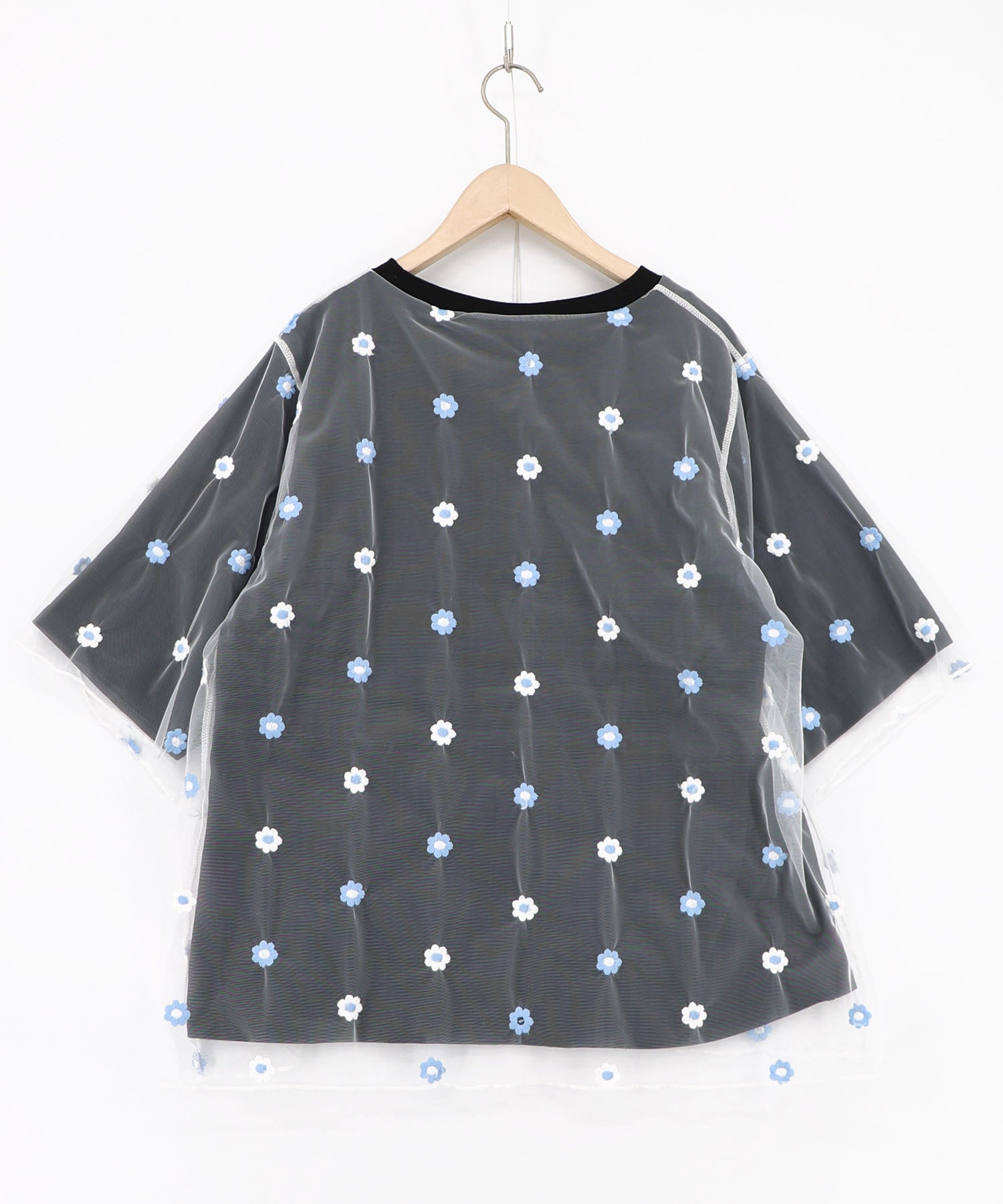162674：スカラーガールズ 花刺繍チュール重ねTシャツの通販-ScoLar