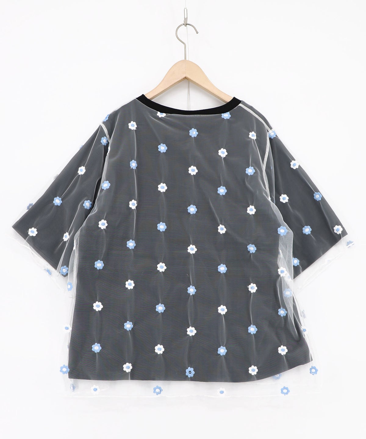スカラーガールズ 花刺繍チュール重ねTシャツ-12