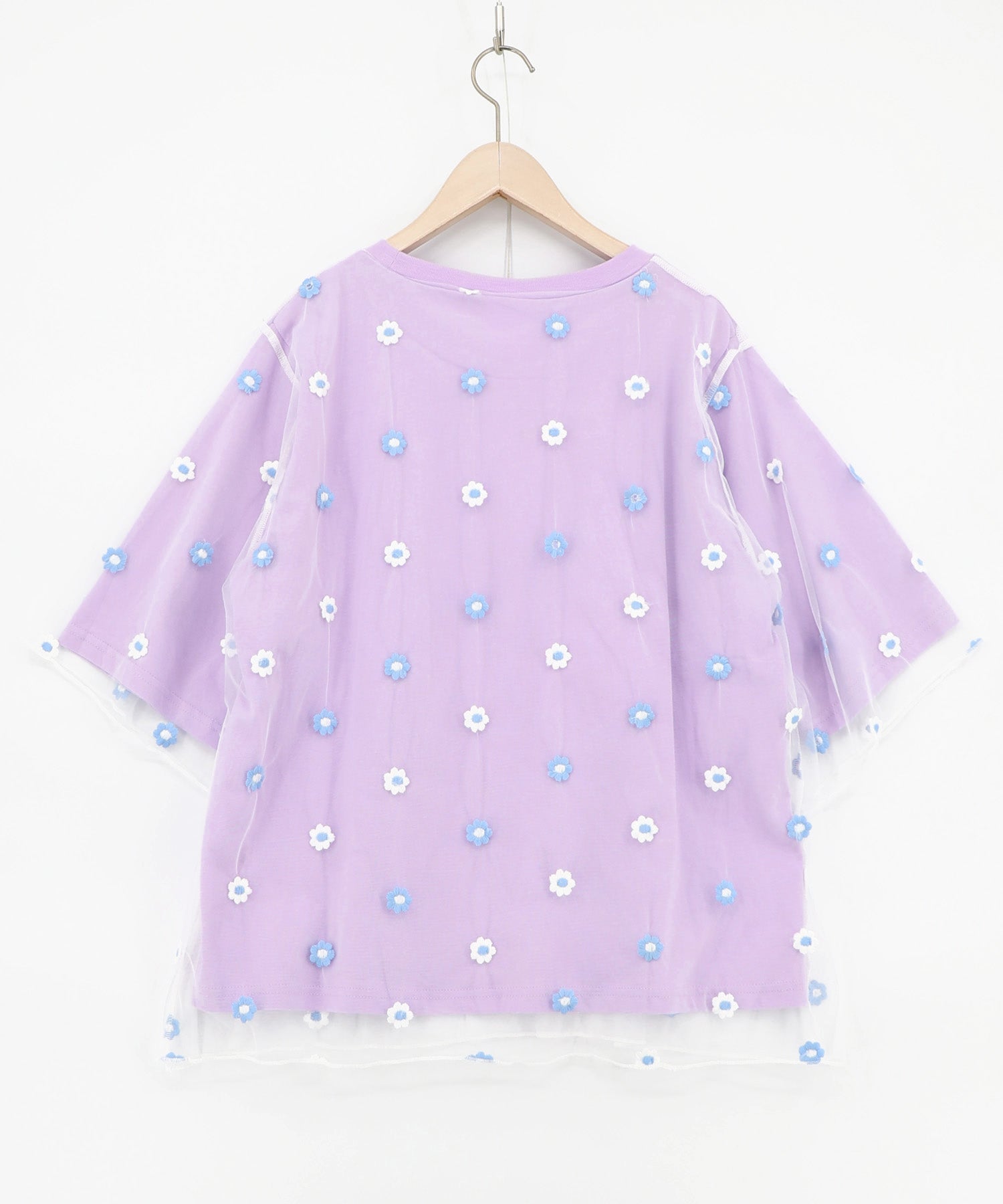 162674：スカラーガールズ 花刺繍チュール重ねTシャツの通販-ScoLar